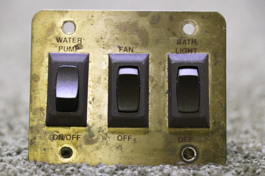 USED RV GOLD & BROWN 3 SWITCH PANEL FOR SALE RV Components 