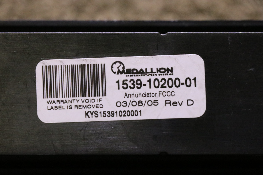 USED RV/MOTORHOME WARNING LIGHT BAR 1539-10200-01 MEDALLION ANNUNCIATOR FOR SALE RV Components 