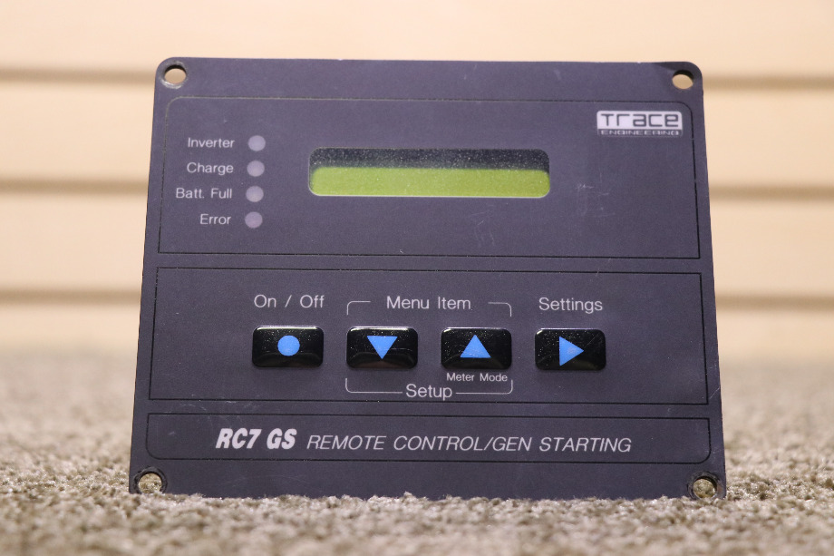 USED MOTORHOME TRACE ENGINEERING RC7 GS REMOTE CONTROL / GEN STARTING PANEL FOR SALE RV Components 
