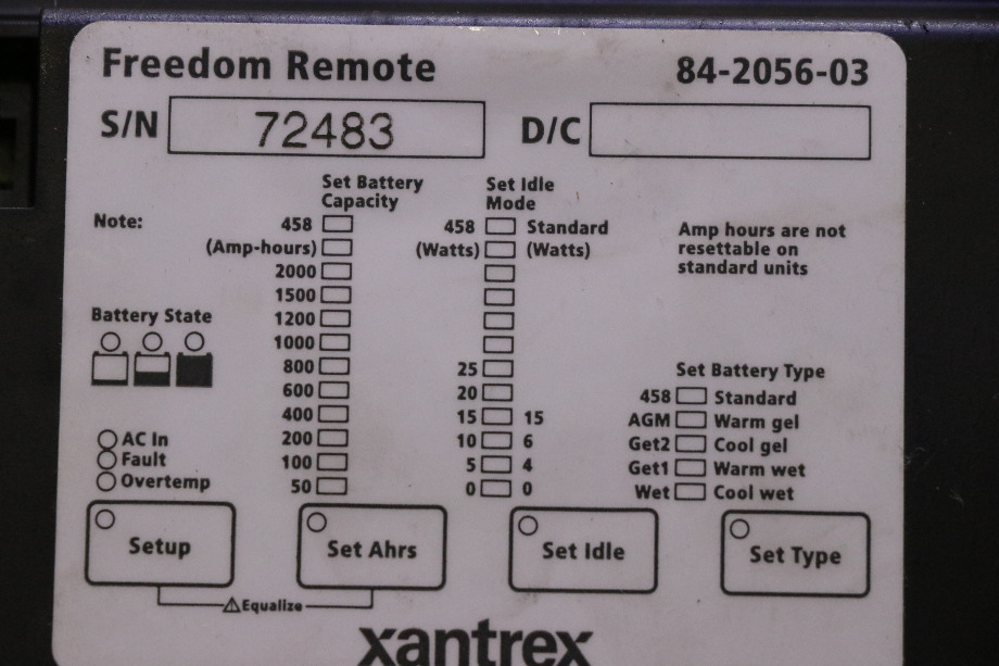USED XANTREX 84-2056-03 FREEDOM REMOTE PANEL MOTORHOME PARTS FOR SALE RV Components 