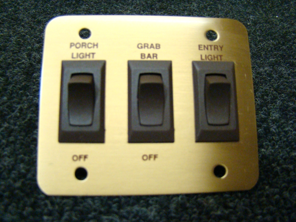 RV Components NEW/OLD SLOCK 3 WAY GOLD LIGHT PLATE SWITCH P/N4.128.745