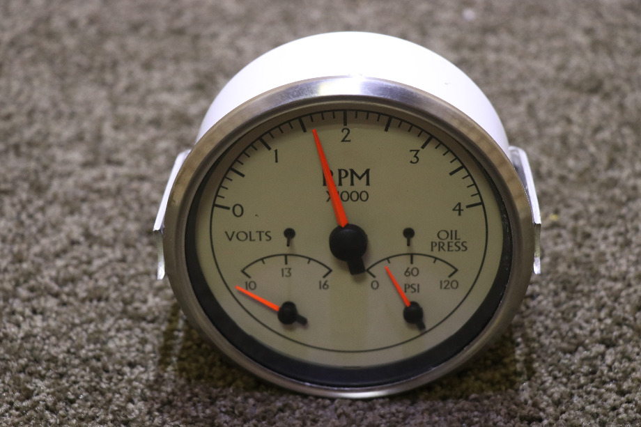 USED 3 IN 1 TACH / VOLTS / OIL PRESS DASH GAUGE RV/MOTORHOME PARTS FOR SALE RV Components 