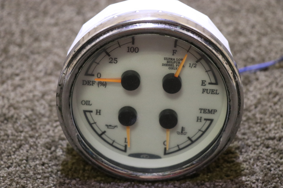 USED MONACO 4 IN 1 DEF / FUEL / OIL / TEMP DASH GAUGE MOTORHOME PARTS FOR SALE RV Components 