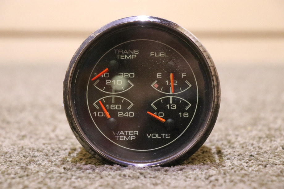 USED RV/MOTORHOME 4 IN 1 TRANS TEMP / FUEL / WATER TEMP / VOLTS DASH GAUGE FOR SALE RV Components 