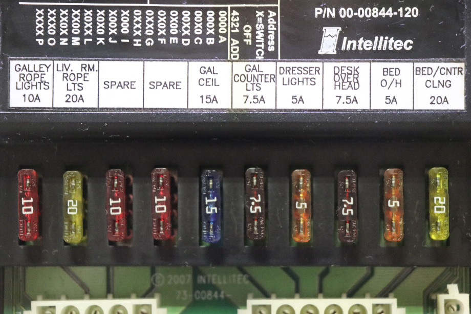 USED MOTORHOME 12V MULTIPLEX FET OUTPUT MODULE 00-00844-120 BY INTELLITEC FOR SALE RV Components 
