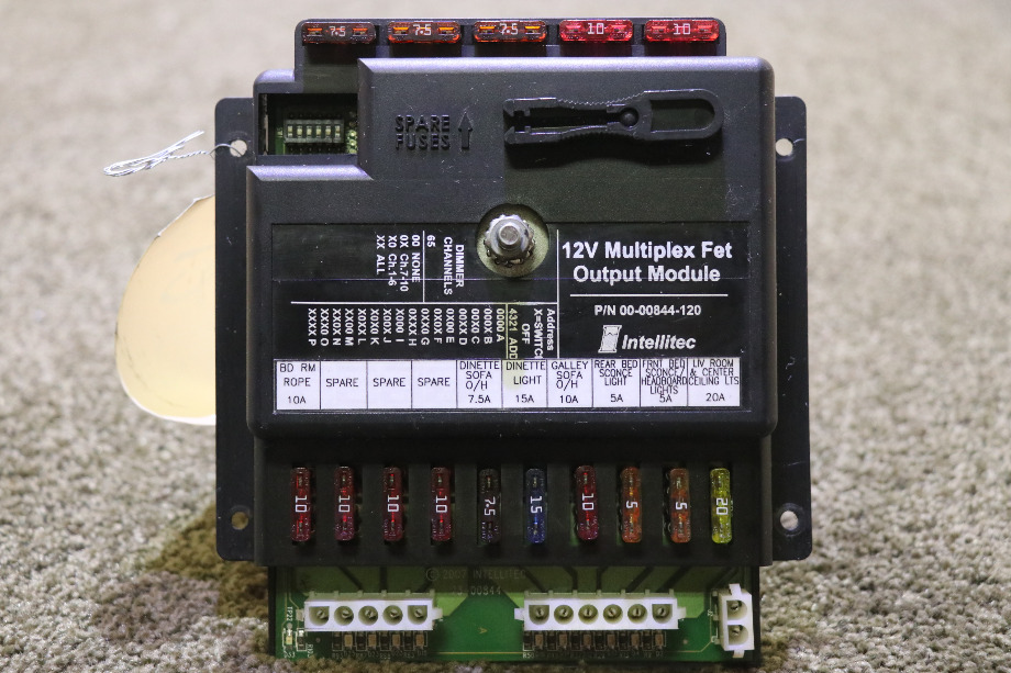 USED RV/MOTORHOME INTELLITEC 00-00844-120 12V MULTIPLEX FET OUTPUT MODULE FOR SALE RV Components 