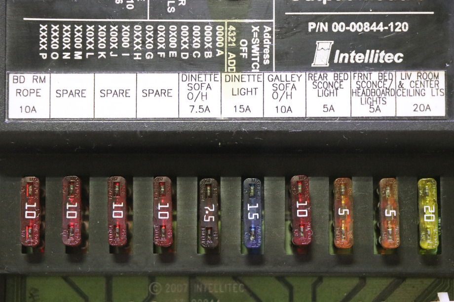 USED RV/MOTORHOME INTELLITEC 00-00844-120 12V MULTIPLEX FET OUTPUT MODULE FOR SALE RV Components 