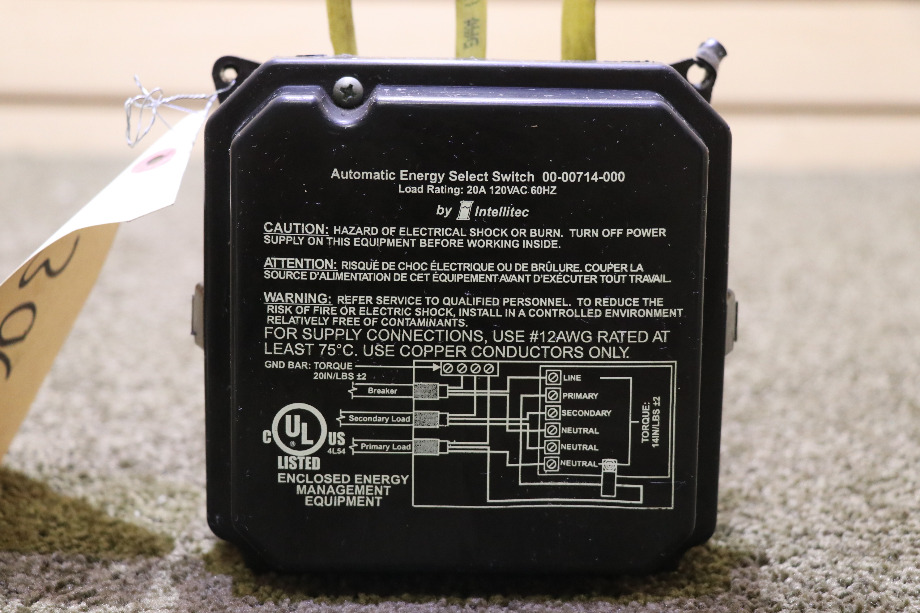 USED 00-00714-000 AUTOMATIC ENERGY SELECT SWITCH BY INTELLTEC RV PARTS FOR SALE RV Components 