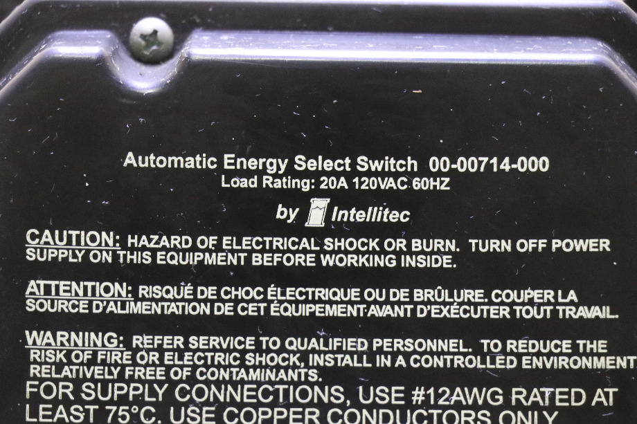 USED 00-00714-000 AUTOMATIC ENERGY SELECT SWITCH BY INTELLTEC RV PARTS FOR SALE RV Components 