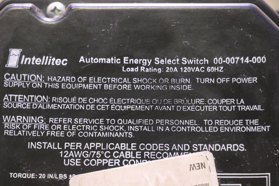 USED INTELLITEC 00-00714-000 AUTOMATIC ENERGY SELECT SWITCH MOTORHOME PARTS FOR SALE RV Components 