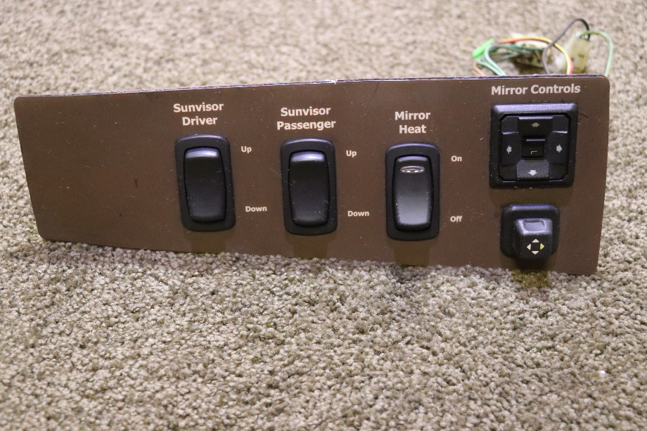 USED RV SUNVISOR / SUNVISOR / MIRROR HEAT / MIRROR CONTROL DASH SWITCH PANEL FOR SALE RV Components 