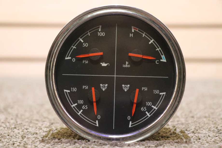 USED RV 4 IN 1 OIL / TEMP / FRONT AIR / REAR AIR DASH GAUGE W22-00013-030 FOR SALE RV Components 