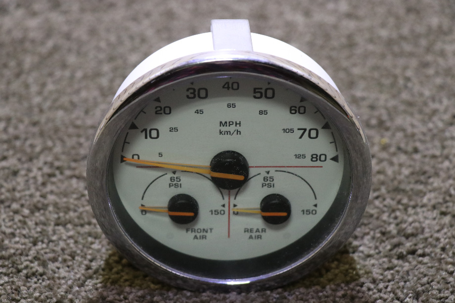 USED 3 IN 1 SPEEDOMETER / FRONT AIR / REAR AIR DASH GAUGE 00041416 RV PARTS FOR SALE RV Components 