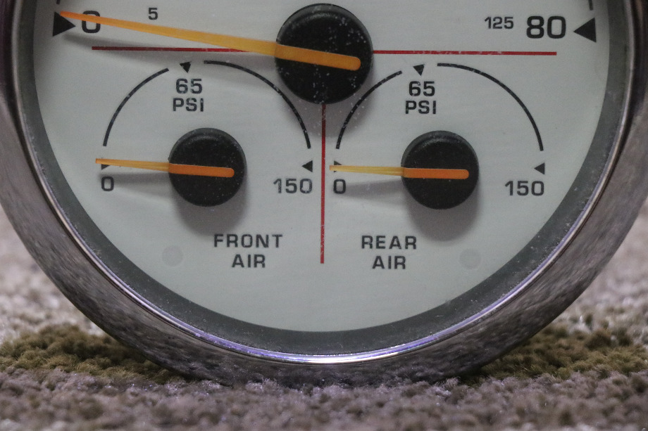USED 3 IN 1 SPEEDOMETER / FRONT AIR / REAR AIR DASH GAUGE 00041416 RV PARTS FOR SALE RV Components 