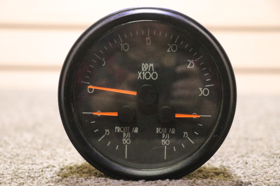 USED 3 IN 1 TACH / FRONT AIR / REAR AIR 106568-B DASH GAUGE RV/MOTORHOME PARTS FOR SALE RV Components 