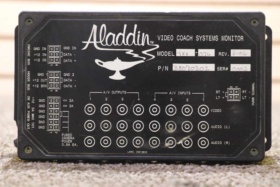 USED 38070302 ALADDIN VIDEO COACH SYSTEMS MONITOR RV PARTS FOR SALE RV Components 