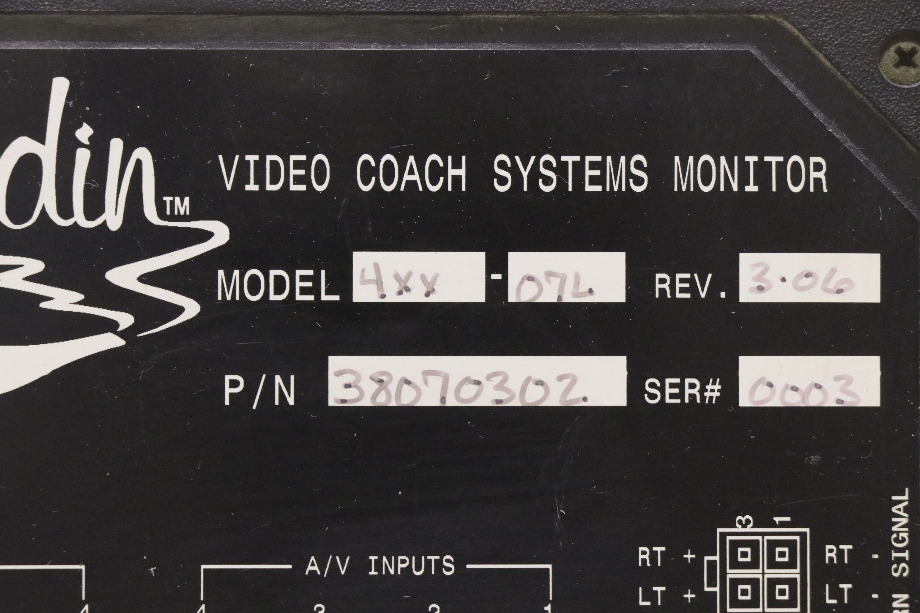 USED 38070302 ALADDIN VIDEO COACH SYSTEMS MONITOR RV PARTS FOR SALE RV Components 