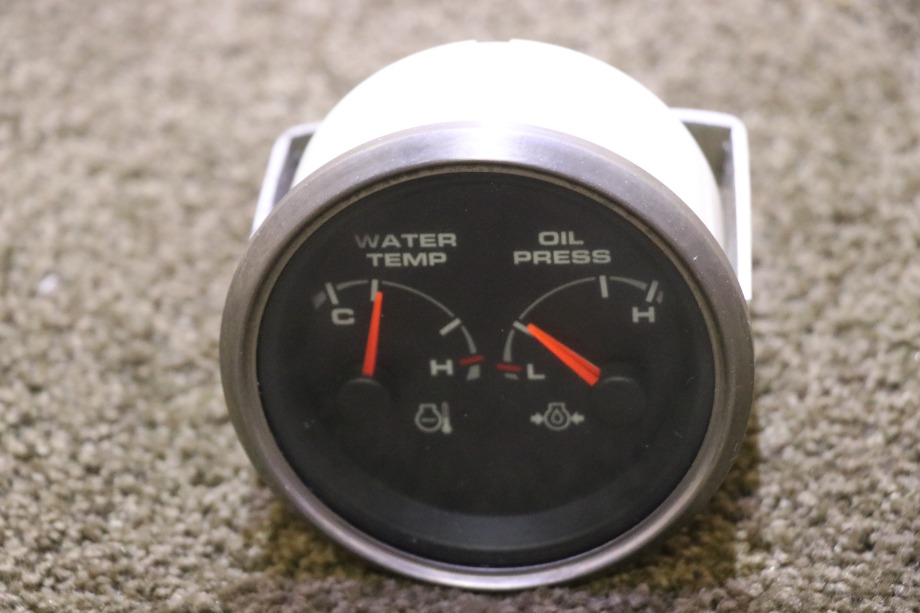 USED WATER TEMP & OIL PRESS COMBO DASH GAUGE MOTORHOME PARTS FOR SALE RV Components 