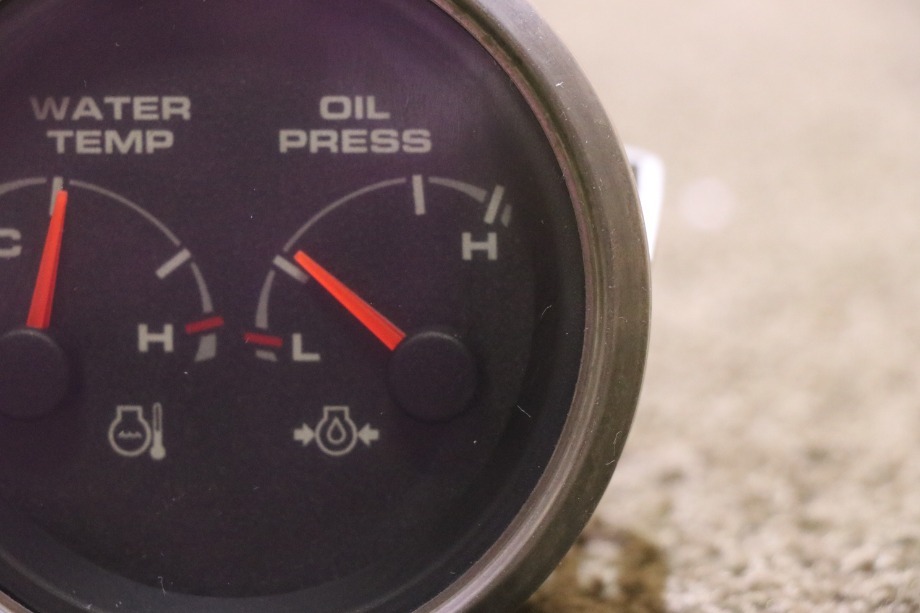 USED WATER TEMP & OIL PRESS COMBO DASH GAUGE MOTORHOME PARTS FOR SALE RV Components 