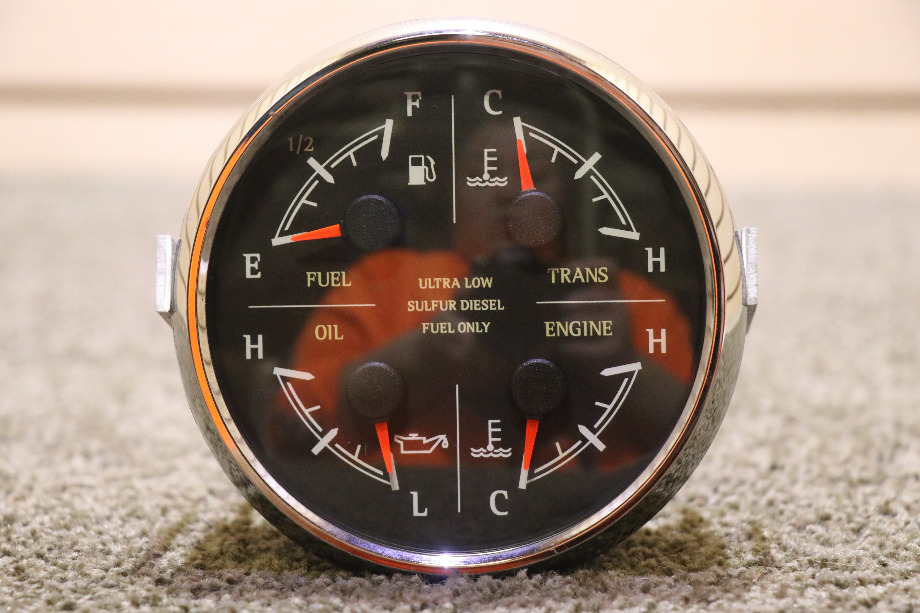 USED 4 IN 1 FUEL / TRANS / OIL / ENGINE DASH GAUGE 8653-50006-29 RV/MOTORHOME PARTS FOR SALE RV Components 