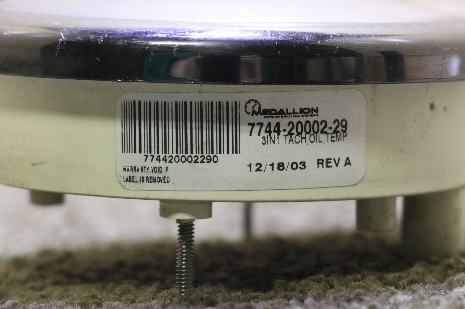 USED 3 IN 1 TACH / ENG / OIL 7744-20002-29 DASH GAUGE MOTORHOME PARTS FOR SALE RV Components 