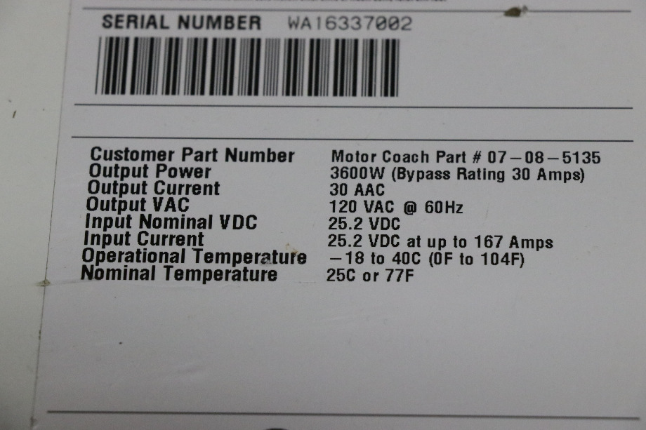 USED DIMENSIONS 24NP36G2LNQ-095 PURE SINE WAVE INVERTER MOTORHOME PARTS FOR SALE RV Components 