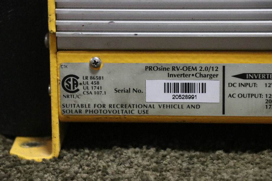 USED RV-OEM 2.0/12 XANTREX PROSINE INVERTER CHARGER RV PARTS FOR SALE RV Components 