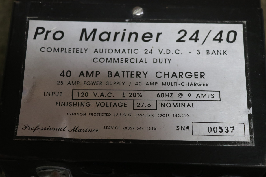 USED MOTORHOME PRO MARINER 24/40 40 AMP BATTERY CHARGER FOR SALE RV Components 