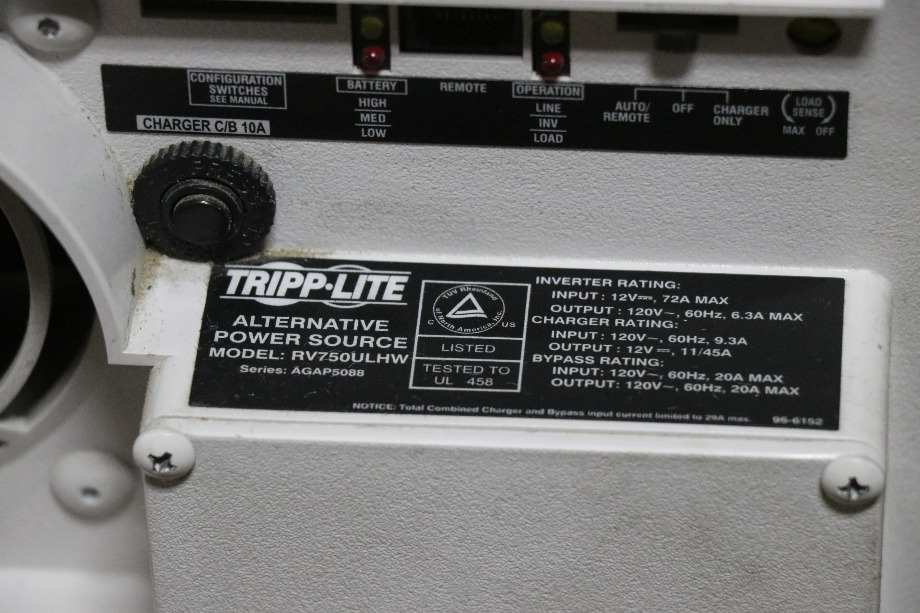 USED TRIPP-LITE RV750ULHW INVERTER CHARGER MOTORHOME PARTS FOR SALE RV Components 