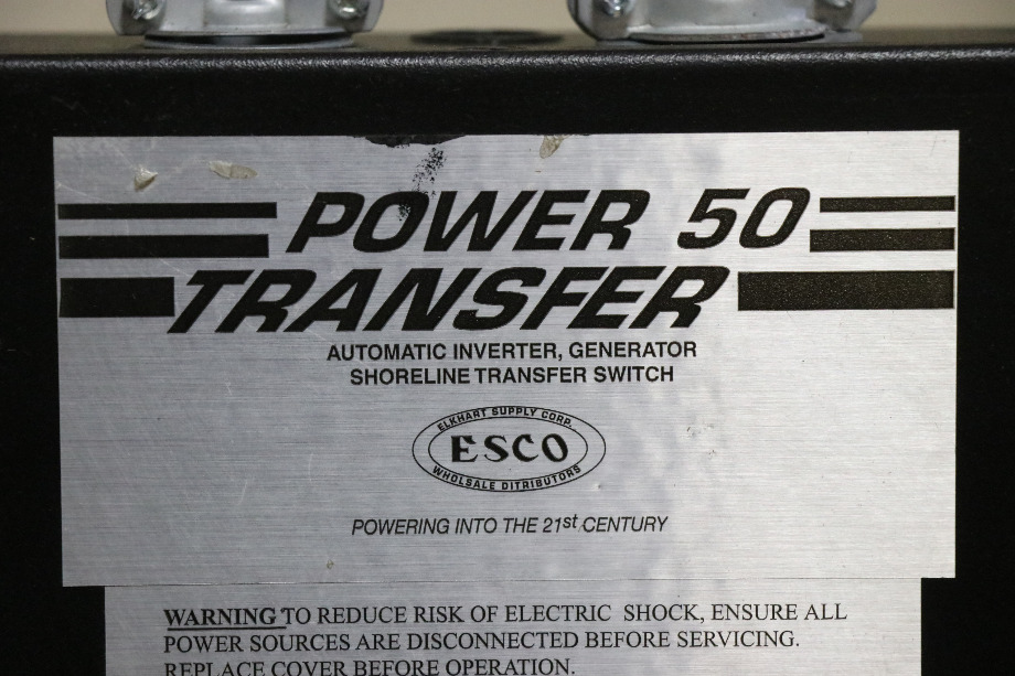USED ESCO POWER 50 TRANSFER ES50M-65N AUTOMATIC TRANSFER SWITCH MOTORHOME PARTS FOR SALE RV Components 