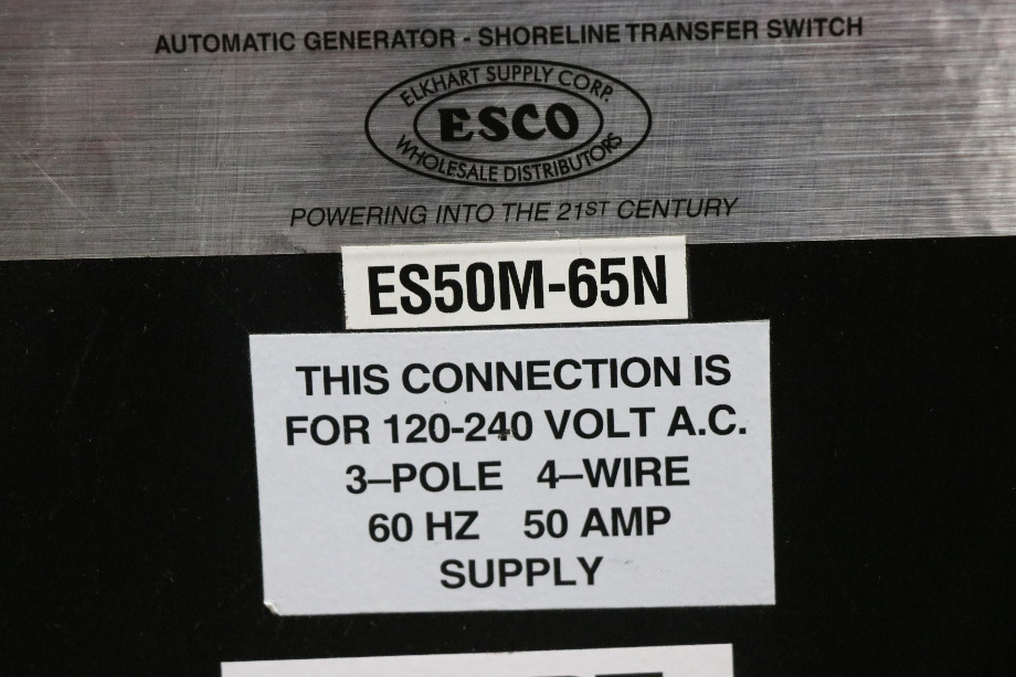 USED RV ES50M-65N ESCO POWER 50 TRANSFER AUTOMATIC TRANSFER SWITCH FOR SALE RV Components 