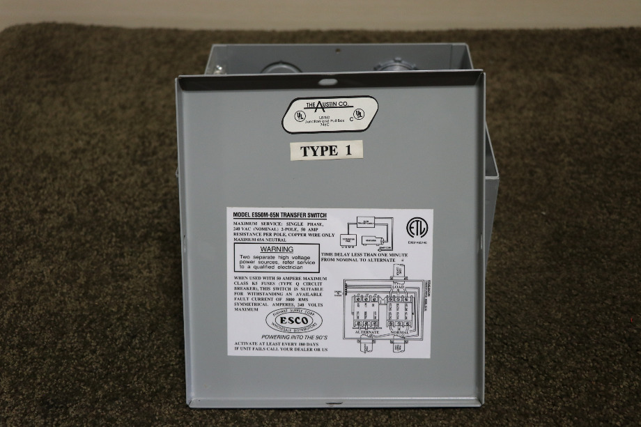 USED ESCO POWER 50 TRANSFER ES50M-65N AUTOMATIC TRANSFER SWITCH MOTORHOME PARTS FOR SALE RV Components 