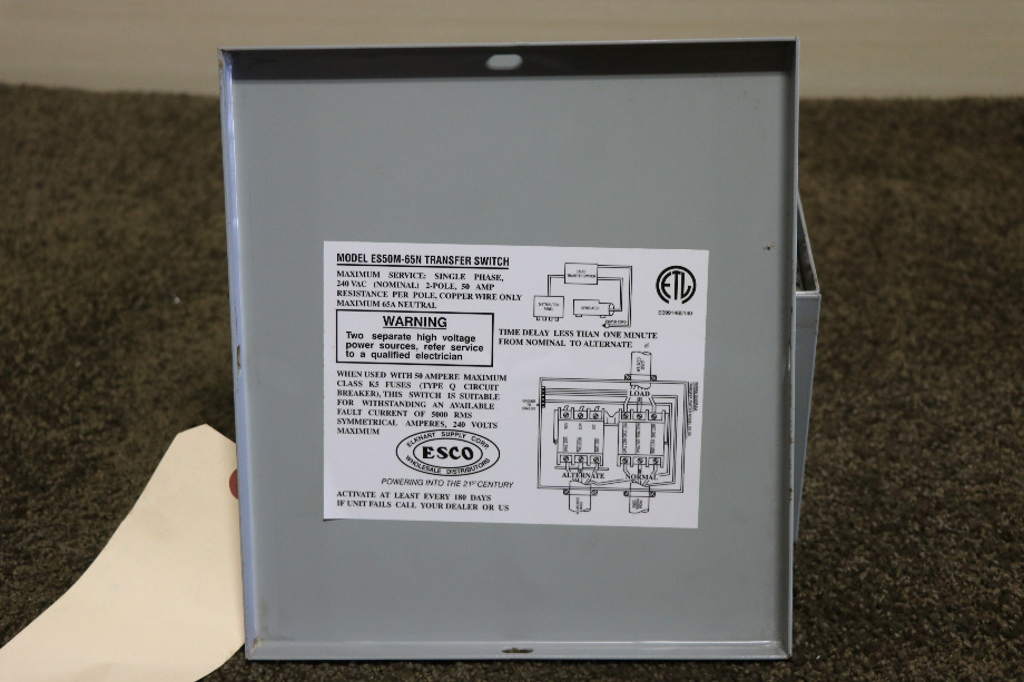 USED ESCO POWER 50 TRANSFER AUTOMATIC TRANSFER SWITCH ES50M-65N RV/MOTORHOME PARTS FOR SALE RV Components 