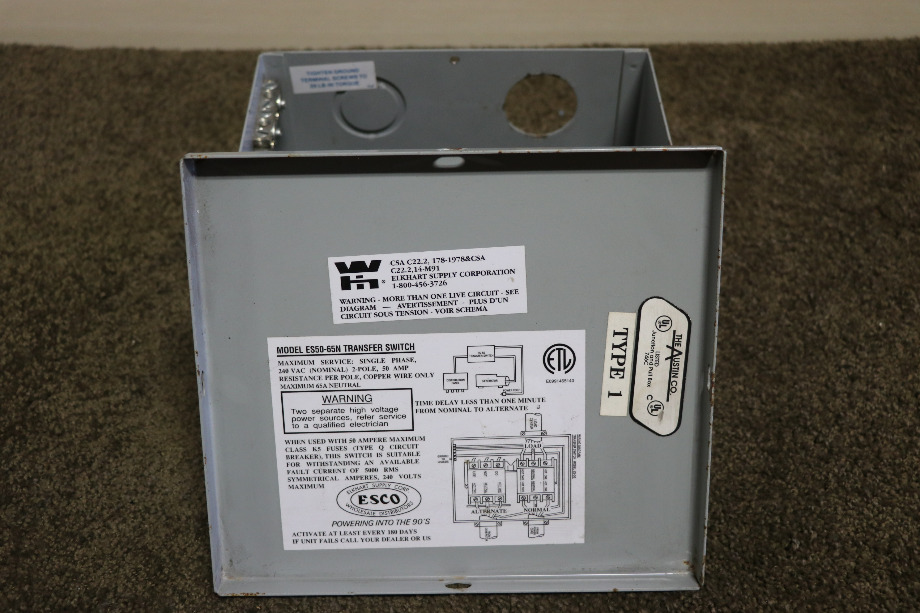 USED RV/MOTORHOME ESCO POWER 50 TRANSFER AUTOMATIC TRANSFER SWITCH ES50M-65N FOR SALE RV Components 