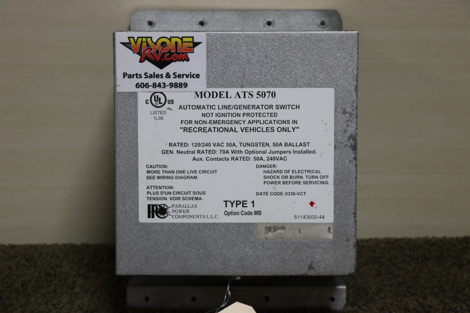 USED RV/MOTORHOME PARALLAX POWER COMPONENTS AUTO LINE/GEN SWITCH ATS 5070 FOR SALE RV Components 