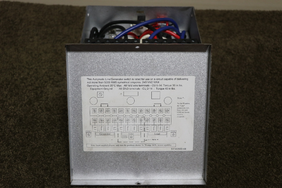 USED RV/MOTORHOME PARALLAX POWER COMPONENTS AUTO LINE/GEN SWITCH ATS 5070 FOR SALE RV Components 