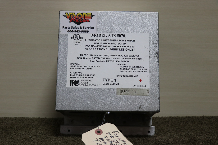 USED RV/MOTORHOME PARALLAX POWER COMPONENTS AUTO LINE/GEN SWITCH ATS 5070 FOR SALE RV Components 