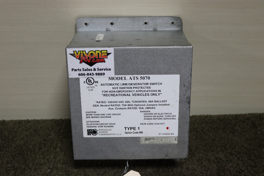 USED RV/MOTORHOME PARALLAX POWER COMPONENTS AUTO LINE/GEN SWITCH ATS 5070 FOR SALE RV Components 