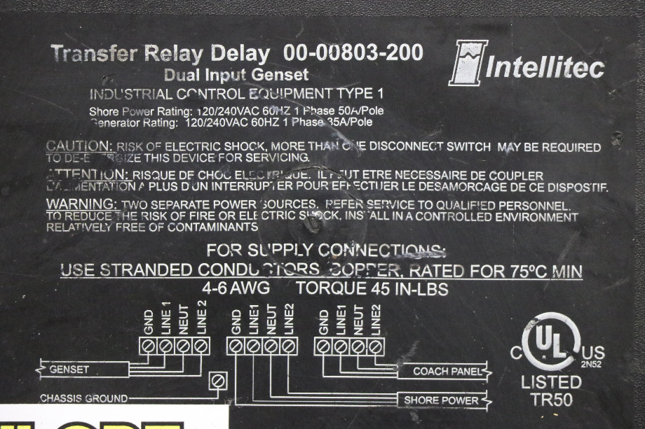 USED RV/MOTORHOME INTELLITEC TRANSFER RELAY DELAY 00-00803-200 FOR SALE RV Components 