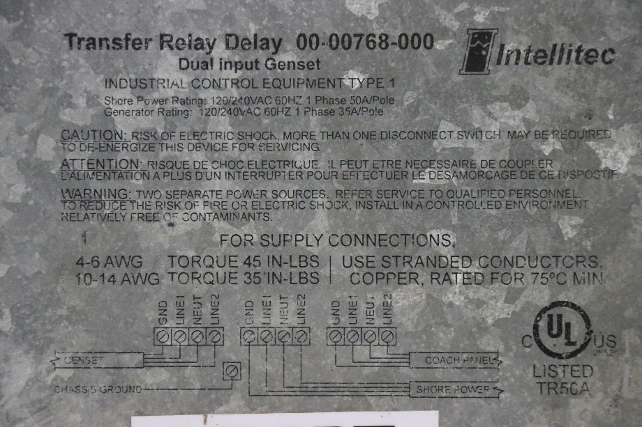 USED 00-00768-000 INTELLITEC TRANSFER RELAY DELAY RV PARTS FOR SALE RV Components 