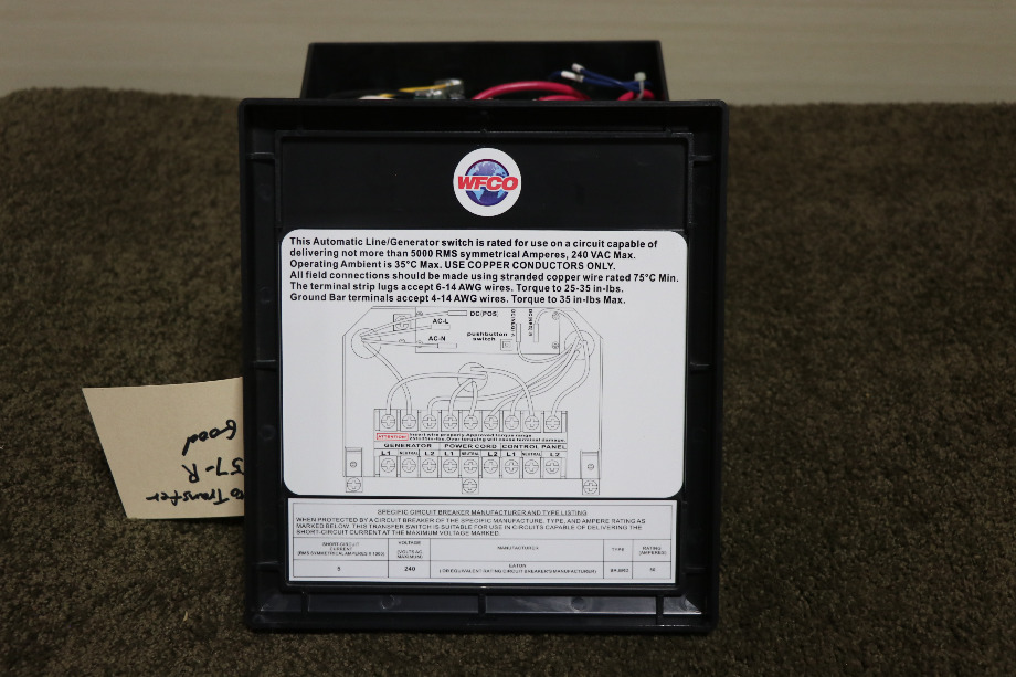 USED WF-T57-R WFCO AUTOMATIC TRANSFER SWITCH RV PARTS FOR SALE RV Components 