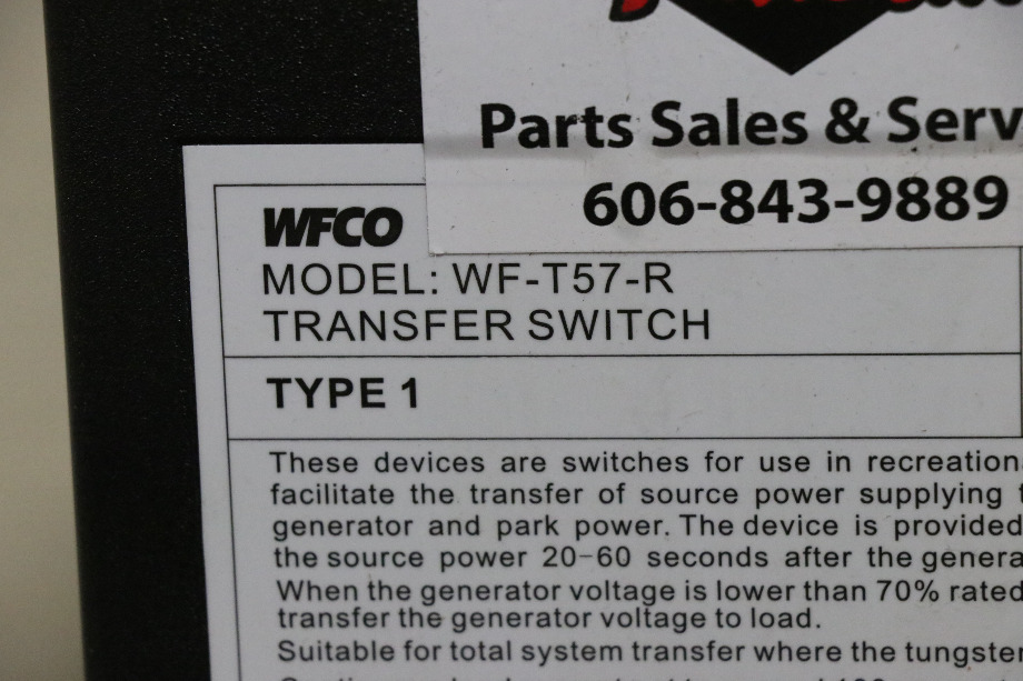 USED WF-T57-R WFCO AUTOMATIC TRANSFER SWITCH RV PARTS FOR SALE RV Components 