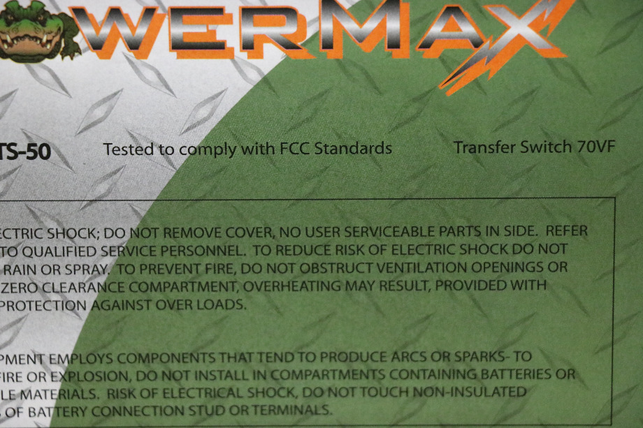 USED RV/MOTORHOME POWERMAX TRANSFER SWITCH PMTS-50 FOR SALE RV Components 