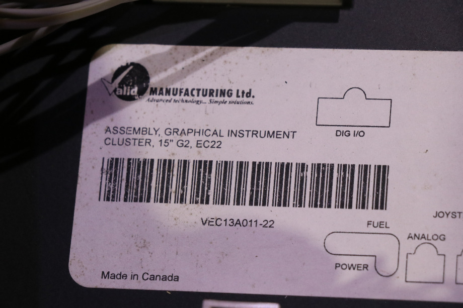 USED RV VEC13A011-22 VALID GRAPHICAL INSTRUMENT CLUSTER FOR SALE RV Components 