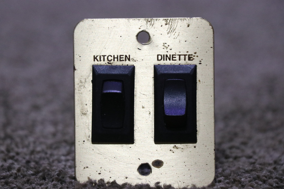 USED BRASS KITCHEN & DINETTE DOUBLE SWITCH PANEL RV/MOTORHOME PARTS FOR SALE RV Components 