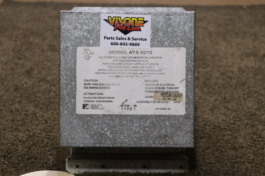 USED PPS ATS 5070 AUTOMATIC LINE/GENERATOR SWITCH MOTORHOME PARTS FOR SALE RV Components 