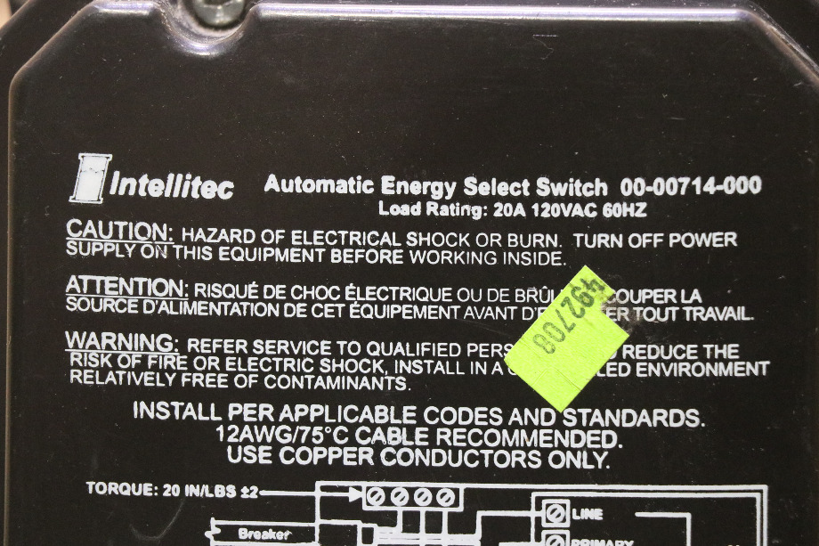 USED 00-00714-000 INTELLITEC AUTOMATIC ENERGY SELECT SWITCH RV PARTS FOR SALE RV Components 