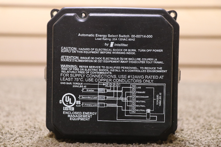 USED INTELLITEC 00-00714-000 AUTOMATIC ENERGY SELECT SWITCH MOTORHOME PARTS FOR SALE RV Components 