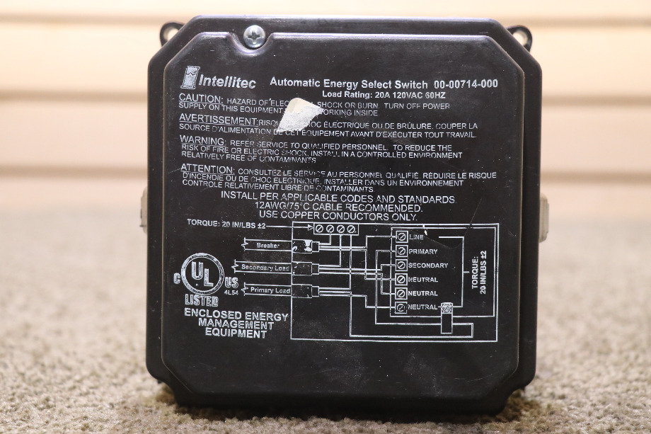 USED INTELLITEC AUTOMATIC ENERGY SELECT SWITCH 00-00714-000 RV/MOTORHOME PARTS FOR SALE RV Components 