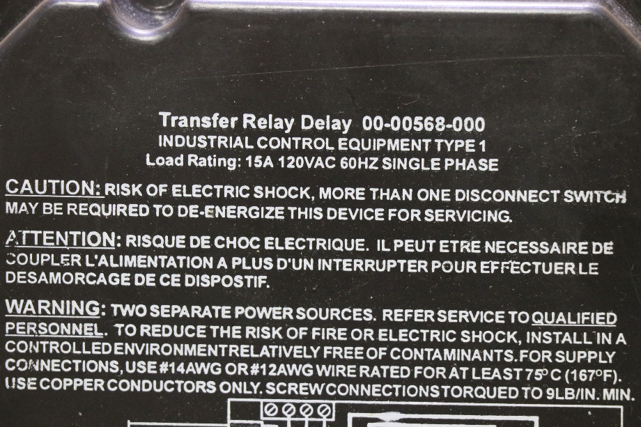 USED RV 00-00568-000 INTELLITEC TRANSFER RELAY DELAY FOR SALE RV Components 